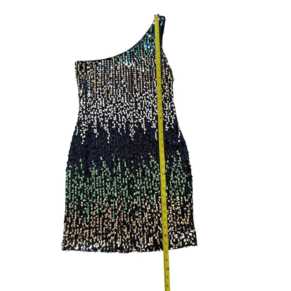 Sequence Ombre Multicolored Dress Size Large Womens One shoulder Glam Cocktail - Picture 4 of 8